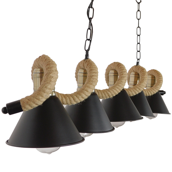LEDTM® TYMEN 01190 Vintage Κρεμαστό Φωτιστικό Οροφής με Ντουί 5 x E27 AC 220-240V IP20 - Μαύρο & Μπεζ - Μ150 x Π22 x Υ23cm - Image 4