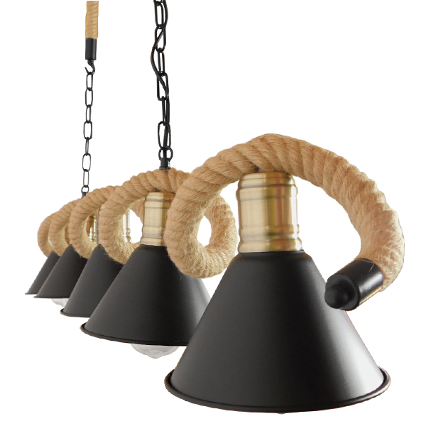 LEDTM® TYMEN 01190 Vintage Κρεμαστό Φωτιστικό Οροφής με Ντουί 5 x E27 AC 220-240V IP20 - Μαύρο & Μπεζ - Μ150 x Π22 x Υ23cm - Image 5