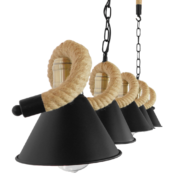 LEDTM® TYMEN 01190 Vintage Κρεμαστό Φωτιστικό Οροφής με Ντουί 5 x E27 AC 220-240V IP20 - Μαύρο & Μπεζ - Μ150 x Π22 x Υ23cm - Image 6