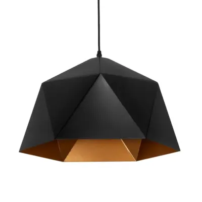 Alternative view of LEDTM® HEXAGON 01195 Μοντέρνο Κρεμαστό Φωτιστικό Οροφής με Ντουί 1 x E27 AC 220-240V IP20 - Μαύρο & Χρυσό - Μ46 x Π46 x Υ25cm