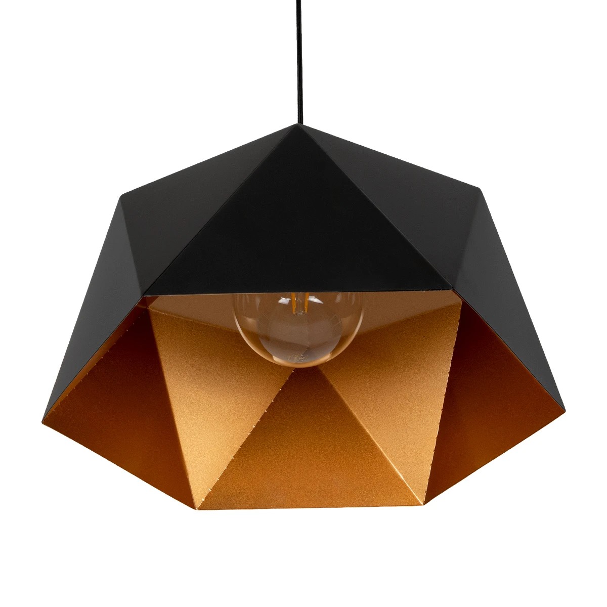 LEDTM® HEXAGON 01195 Μοντέρνο Κρεμαστό Φωτιστικό Οροφής με Ντουί 1 x E27 AC 220-240V IP20 - Μαύρο & Χρυσό - Μ46 x Π46 x Υ25cm - Image 6