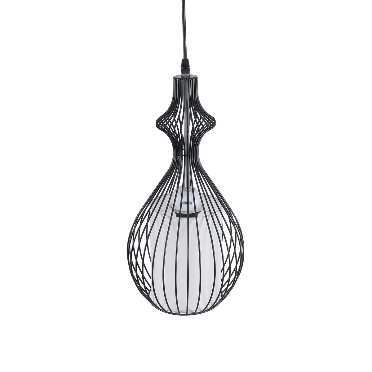 LEDTM® REA 01197 Μοντέρνο Κρεμαστό Φωτιστικό Οροφής με Ντουί 1 x E27 AC 220-240V IP20 - Μαύρο & Λευκό - Μ21 x Π21 x Υ40cm - Image 6
