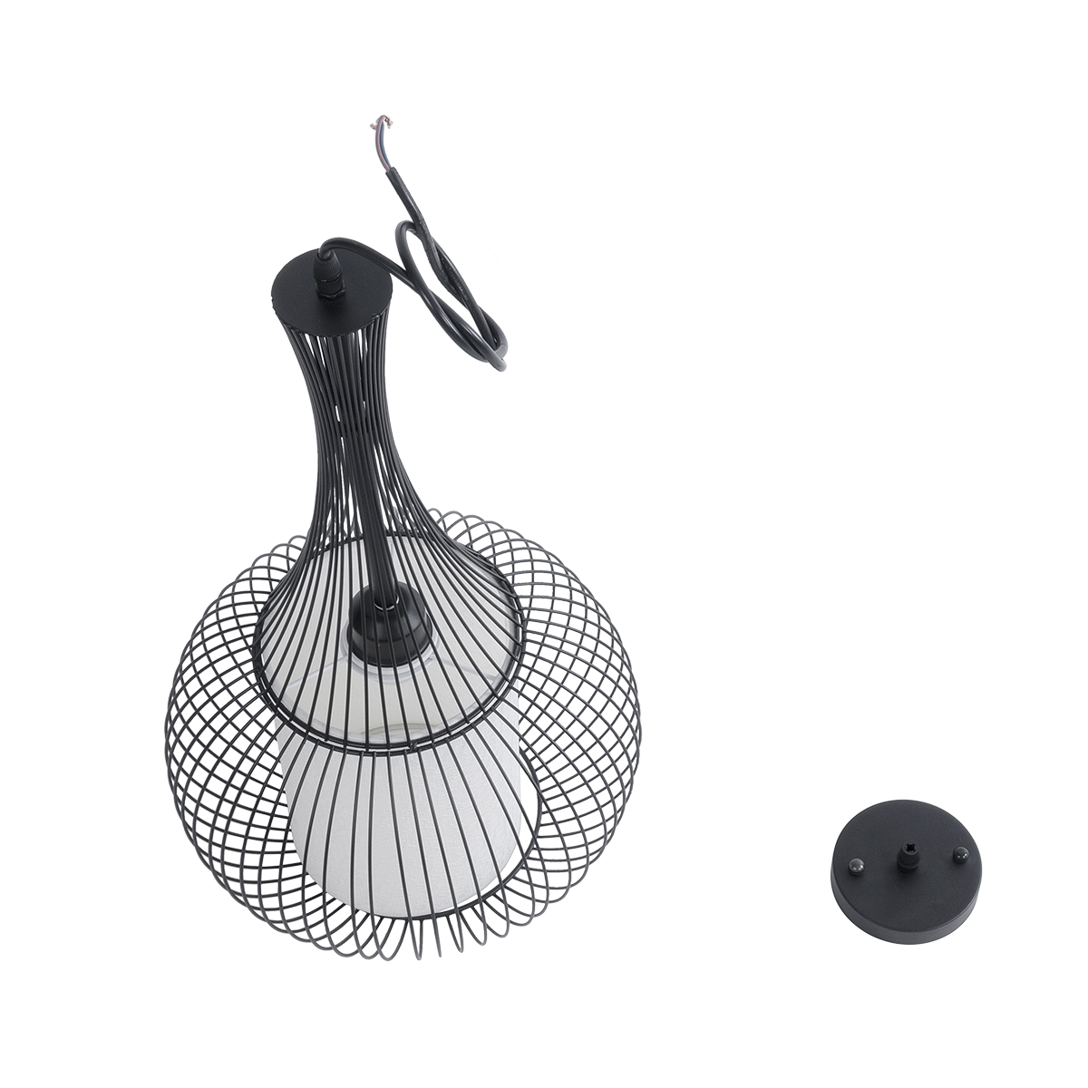 LEDTM® LILY 01198 Μοντέρνο Κρεμαστό Φωτιστικό Οροφής με Ντουί 1 x E27 AC 220-240V IP20 - Μαύρο & Λευκό - Μ30 x Π30 x Υ50cm - Image 10