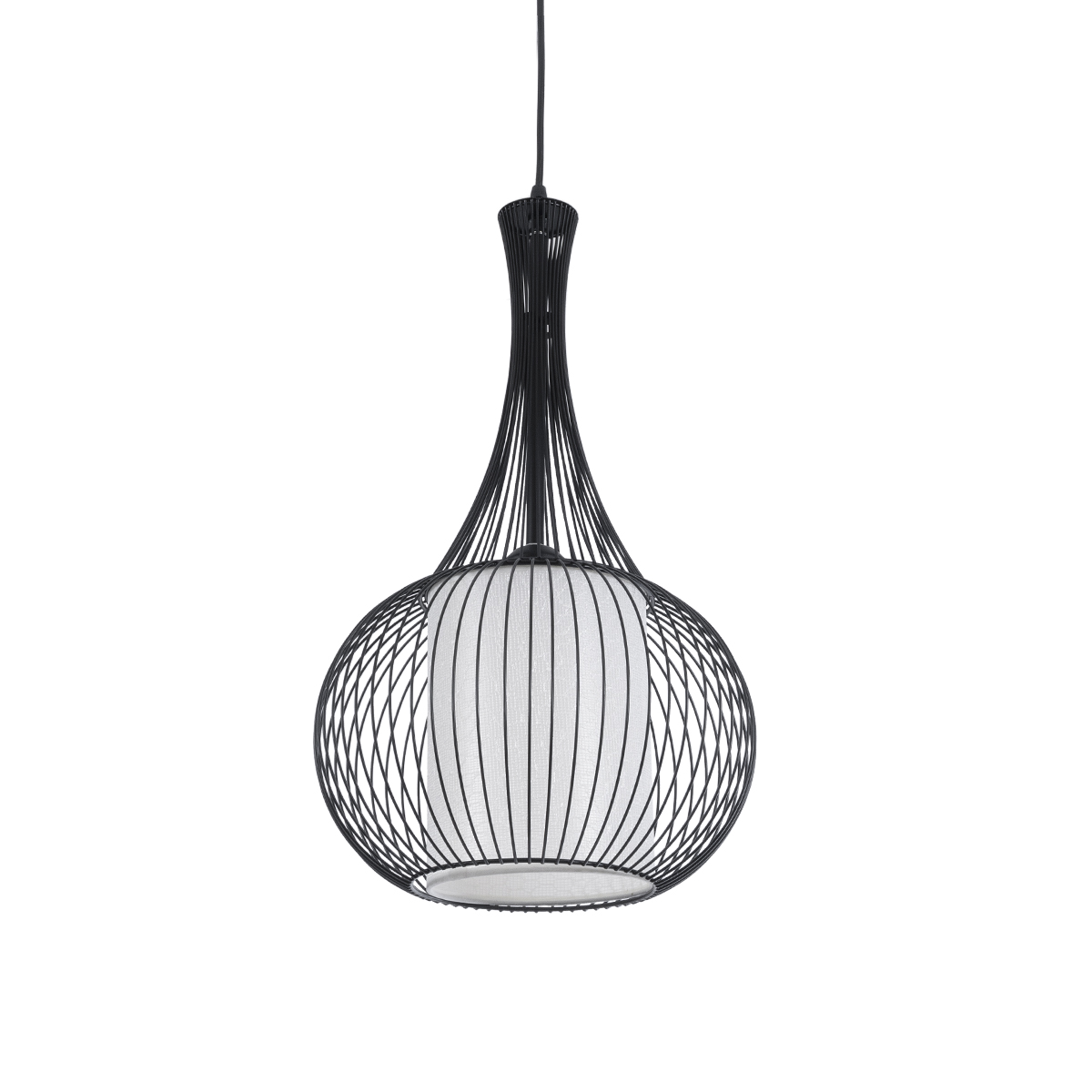LEDTM® LILY 01198 Μοντέρνο Κρεμαστό Φωτιστικό Οροφής με Ντουί 1 x E27 AC 220-240V IP20 - Μαύρο & Λευκό - Μ30 x Π30 x Υ50cm - Image 2