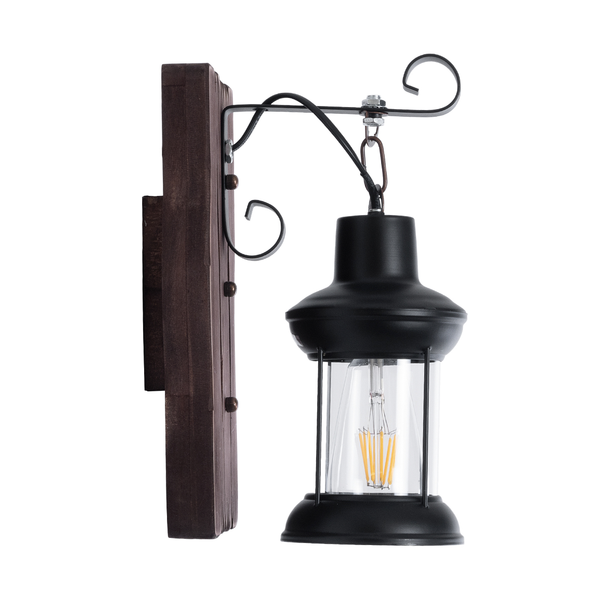 LEDTM® BRASRA 01204 Vintage Φωτιστικό Τοίχου - Απλίκα με Ντουί 1 x E27 AC 220-240V IP20 - Καφέ & Μαύρο - Μ15 x Π20 x Υ30cm - Image 5