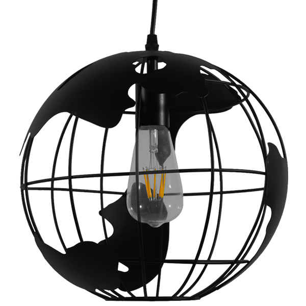 LEDTM® EARTH 01205 Vintage Κρεμαστό Φωτιστικό Οροφής με Ντουί 1 x E27 AC 220-240V IP20 - Μαύρο - Μ30 x Π30 x Υ30cm - Image 3