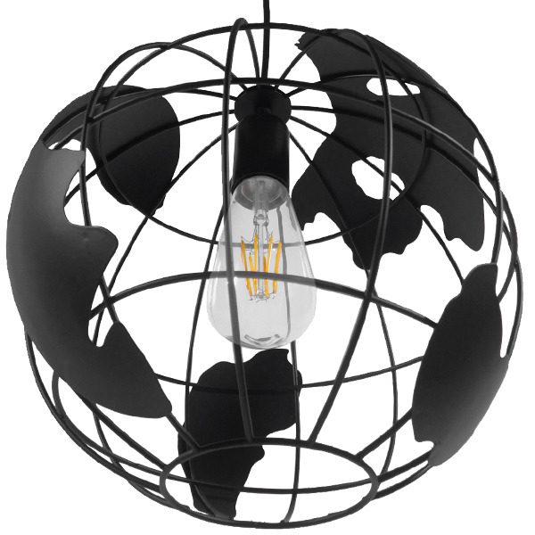 LEDTM® EARTH 01205 Vintage Κρεμαστό Φωτιστικό Οροφής με Ντουί 1 x E27 AC 220-240V IP20 - Μαύρο - Μ30 x Π30 x Υ30cm - Image 6