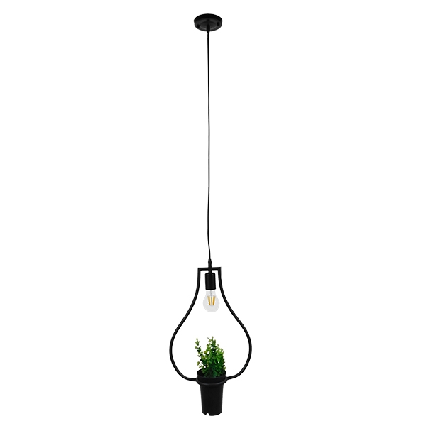 LEDTM® FLOWERPOT 10001210 Μοντέρνο Κρεμαστό Φωτιστικό Οροφής με Ντουί 1 x E27 AC 220-240V IP20 - Μαύρο & Πράσινο - Μ27 x Π27 x Υ40cm - Image 4