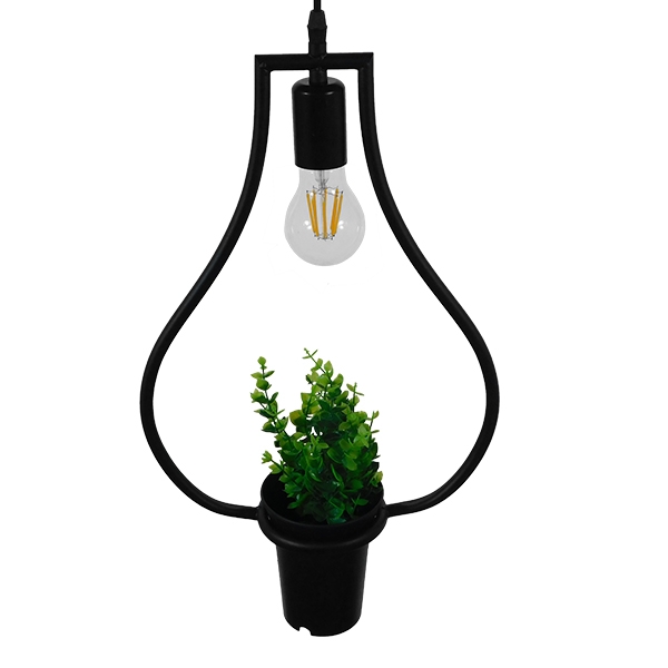 LEDTM® FLOWERPOT 10001210 Μοντέρνο Κρεμαστό Φωτιστικό Οροφής με Ντουί 1 x E27 AC 220-240V IP20 - Μαύρο & Πράσινο - Μ27 x Π27 x Υ40cm - Image 5