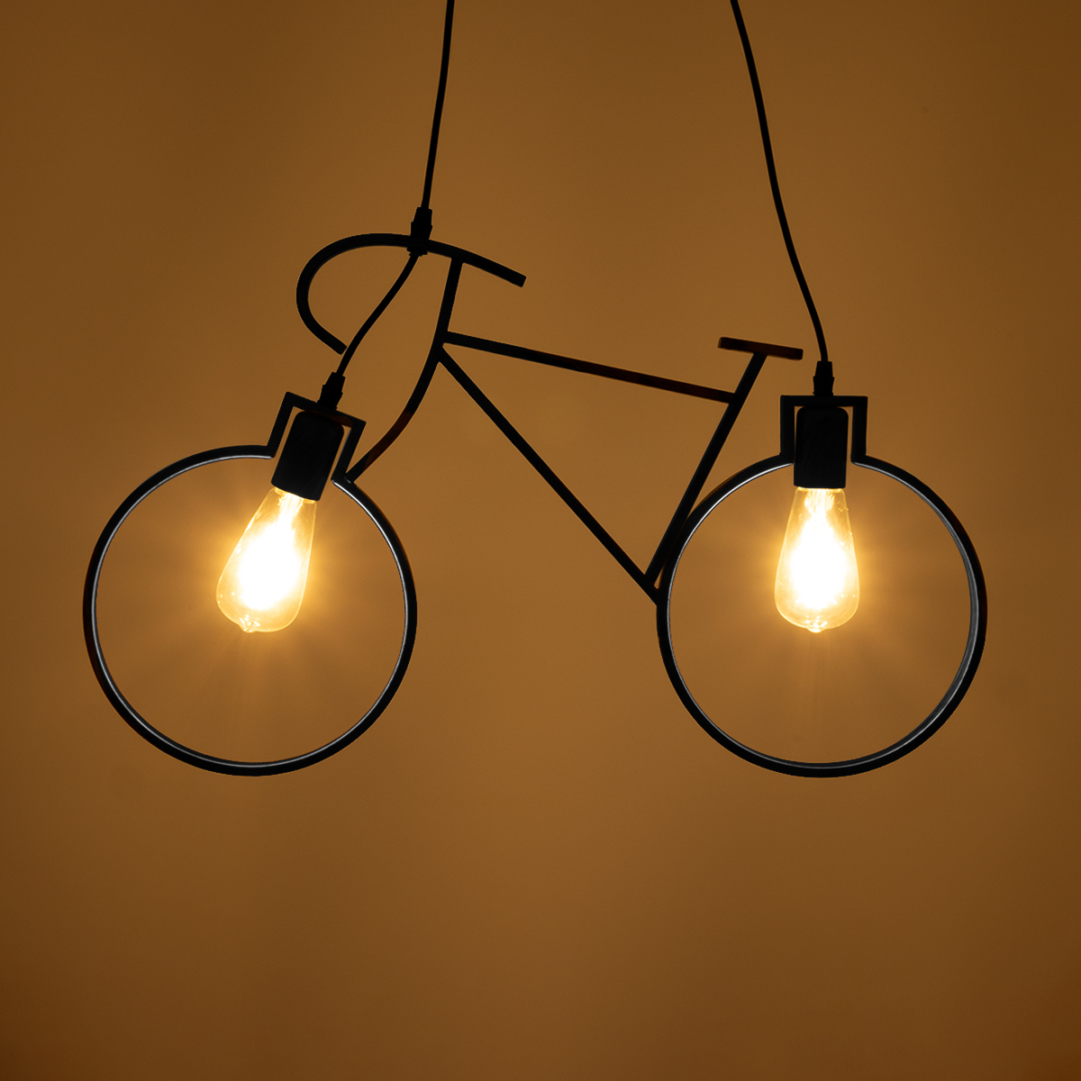 LEDTM® BIKE 01213 Vintage Κρεμαστό Φωτιστικό Οροφής με Ντουί 2 x E27 AC 220-240V IP20 - Μαύρο - Μ67 x Π3.5 x Υ41cm - Image 3
