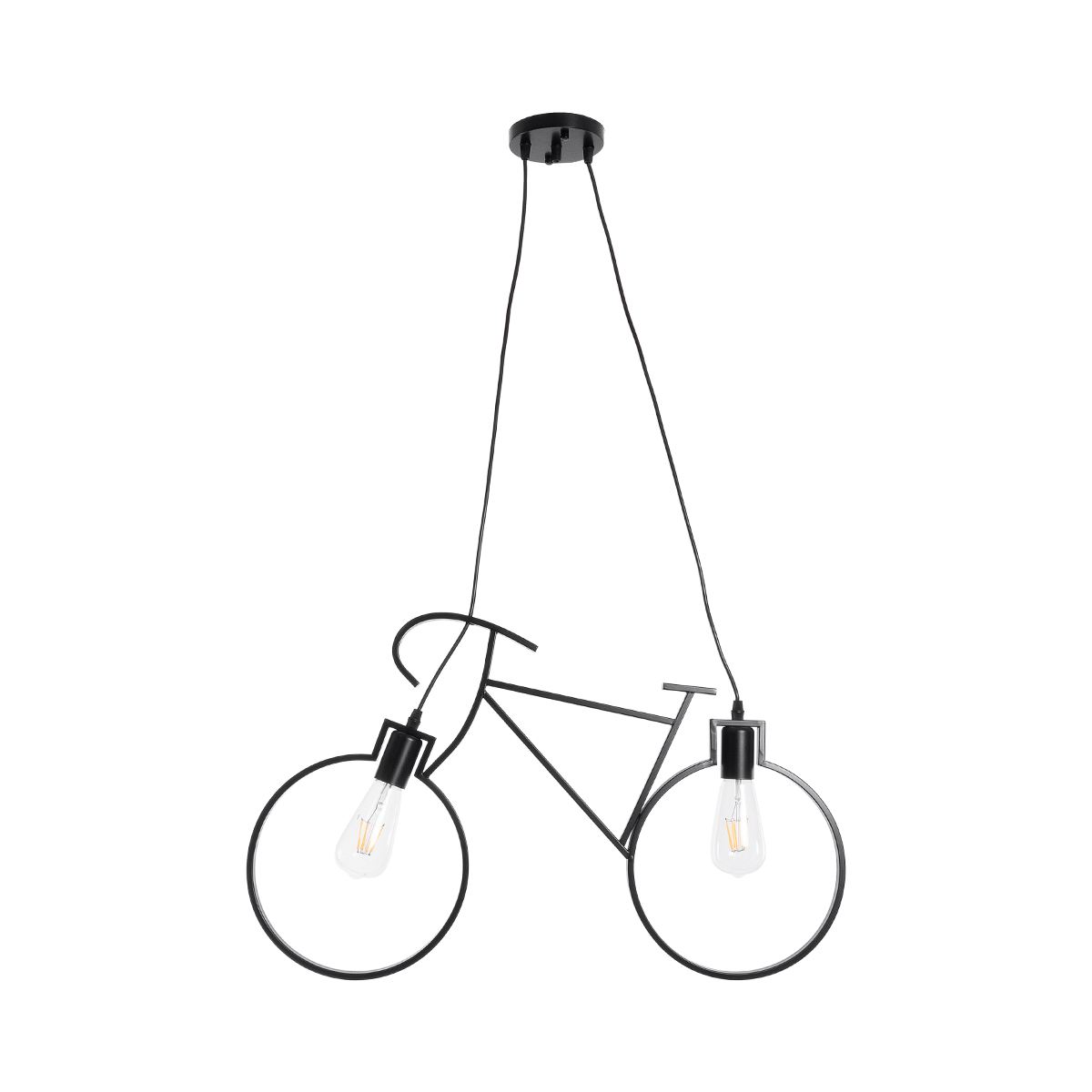 LEDTM® BIKE 01213 Vintage Κρεμαστό Φωτιστικό Οροφής με Ντουί 2 x E27 AC 220-240V IP20 - Μαύρο - Μ67 x Π3.5 x Υ41cm - Image 4