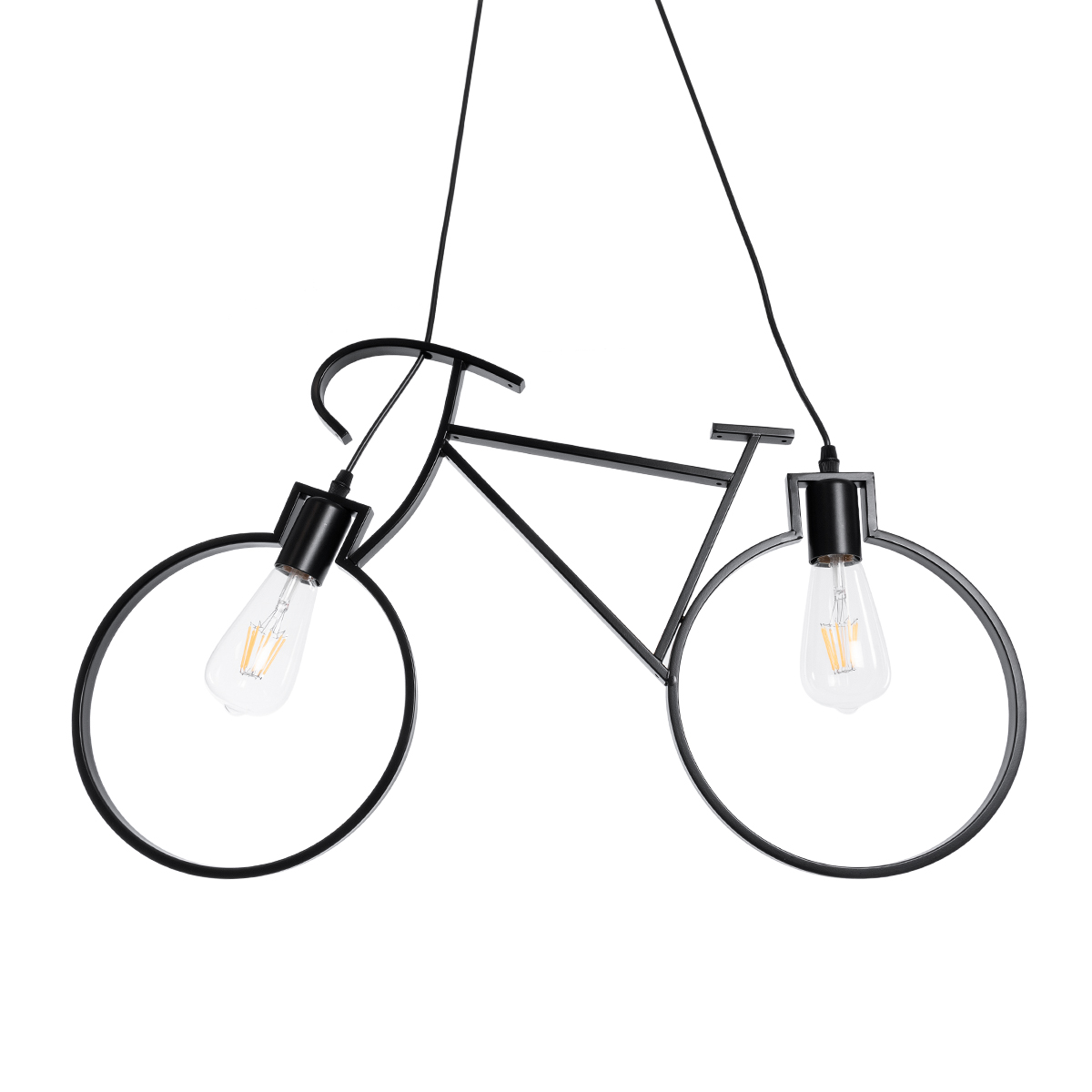 LEDTM® BIKE 01213 Vintage Κρεμαστό Φωτιστικό Οροφής με Ντουί 2 x E27 AC 220-240V IP20 - Μαύρο - Μ67 x Π3.5 x Υ41cm - Image 5