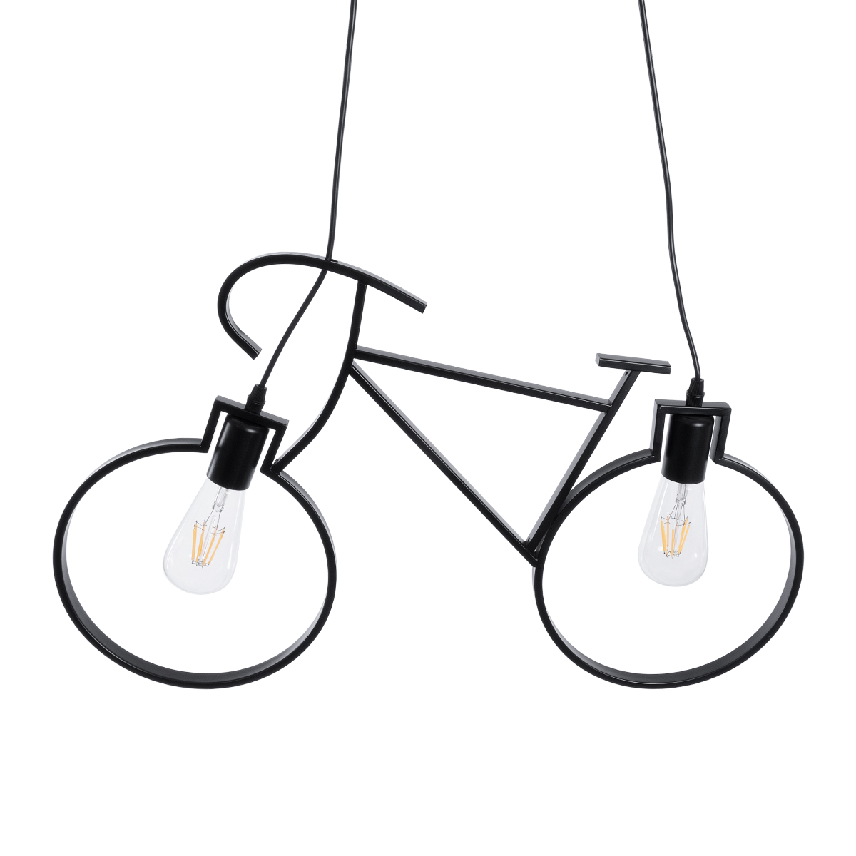 LEDTM® BIKE 01213 Vintage Κρεμαστό Φωτιστικό Οροφής με Ντουί 2 x E27 AC 220-240V IP20 - Μαύρο - Μ67 x Π3.5 x Υ41cm - Image 6