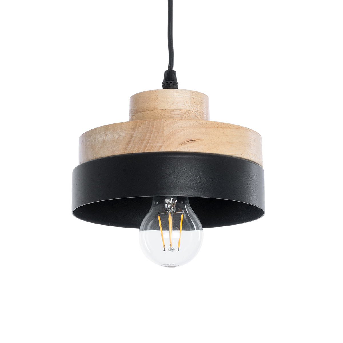 LEDTM® RUHIEL 01233 Μοντέρνο Κρεμαστό Φωτιστικό Οροφής με Ντουί 1 x E27 AC 220-240V IP20 - Μαύρο & Μπεζ - Μ18 x Π18 x Υ12cm - Image 2