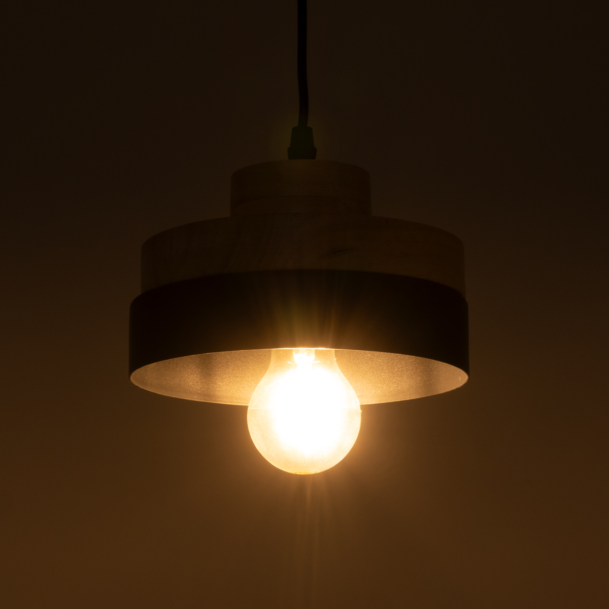 LEDTM® RUHIEL 01233 Μοντέρνο Κρεμαστό Φωτιστικό Οροφής με Ντουί 1 x E27 AC 220-240V IP20 - Μαύρο & Μπεζ - Μ18 x Π18 x Υ12cm - Image 3