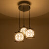 LEDTM® RAINELDA 01246 Μοντέρνο Κρεμαστό Φωτιστικό Οροφής με Ντουί 3 x E27 AC 220-240V IP20 - Μαύρο & Λευκό - Μ35 x Π35 x Υ110cm - Image 3