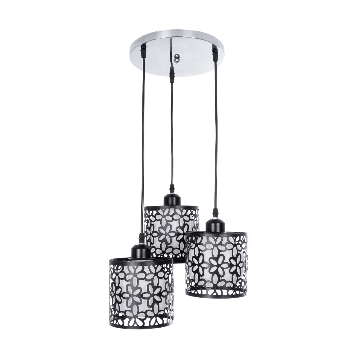 LEDTM® RAINELDA 01246 Μοντέρνο Κρεμαστό Φωτιστικό Οροφής με Ντουί 3 x E27 AC 220-240V IP20 - Μαύρο & Λευκό - Μ35 x Π35 x Υ110cm - Image 4