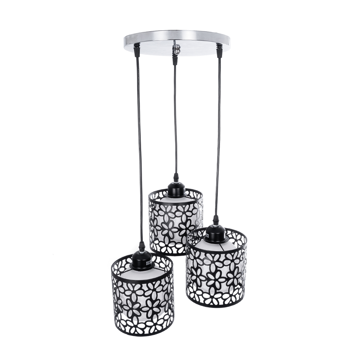 LEDTM® RAINELDA 01246 Μοντέρνο Κρεμαστό Φωτιστικό Οροφής με Ντουί 3 x E27 AC 220-240V IP20 - Μαύρο & Λευκό - Μ35 x Π35 x Υ110cm - Image 6