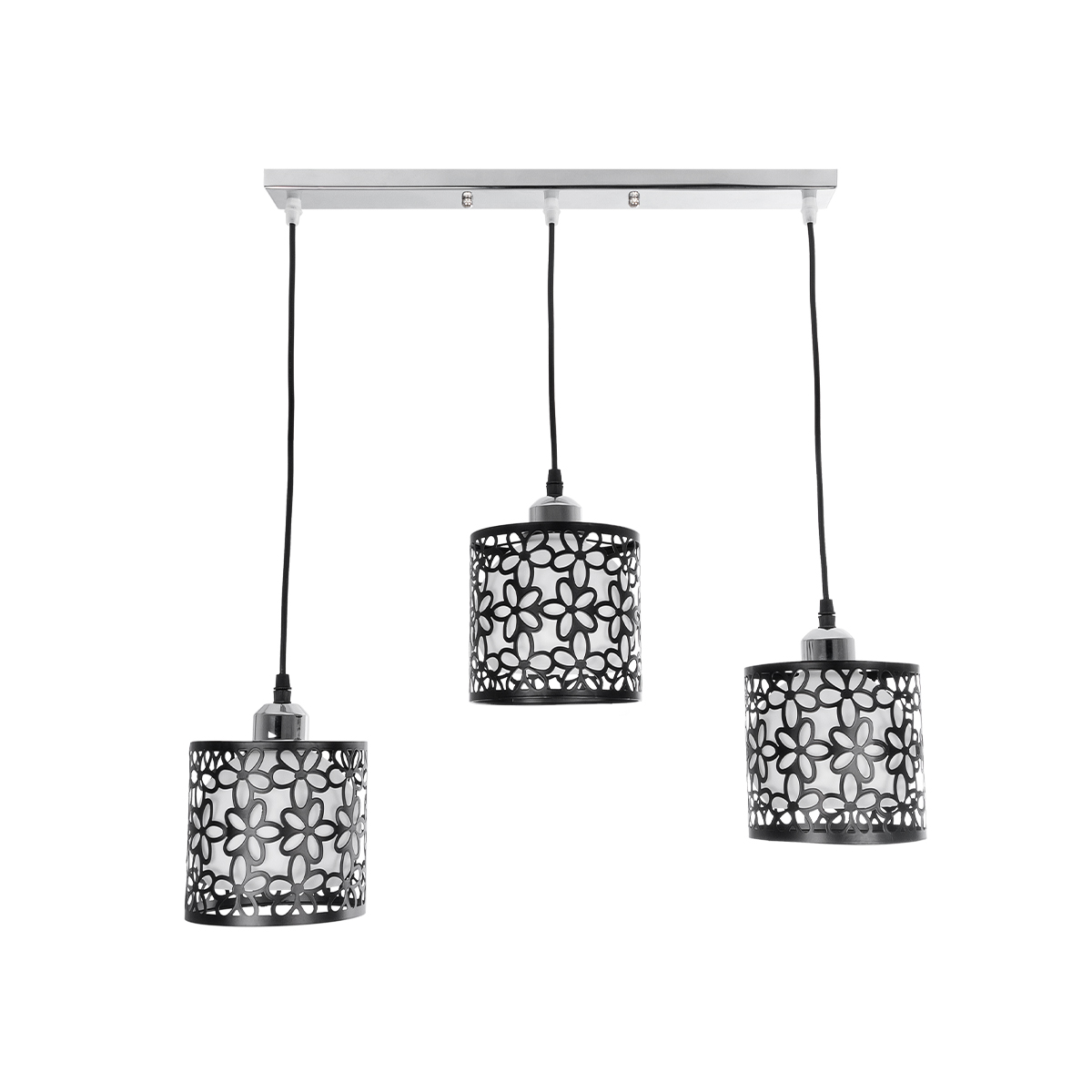 LEDTM® RAINELDA 01247 Μοντέρνο Κρεμαστό Φωτιστικό Οροφής με Ντουί 3 x E27 AC 220-240V IP20 - Μαύρο & Λευκό - Μ60 x Π15 x Υ19cm - Image 4