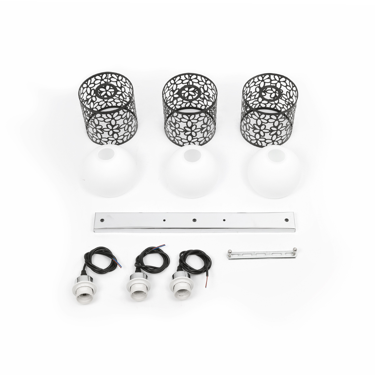 LEDTM® RAINELDA 01247 Μοντέρνο Κρεμαστό Φωτιστικό Οροφής με Ντουί 3 x E27 AC 220-240V IP20 - Μαύρο & Λευκό - Μ60 x Π15 x Υ19cm - Image 9