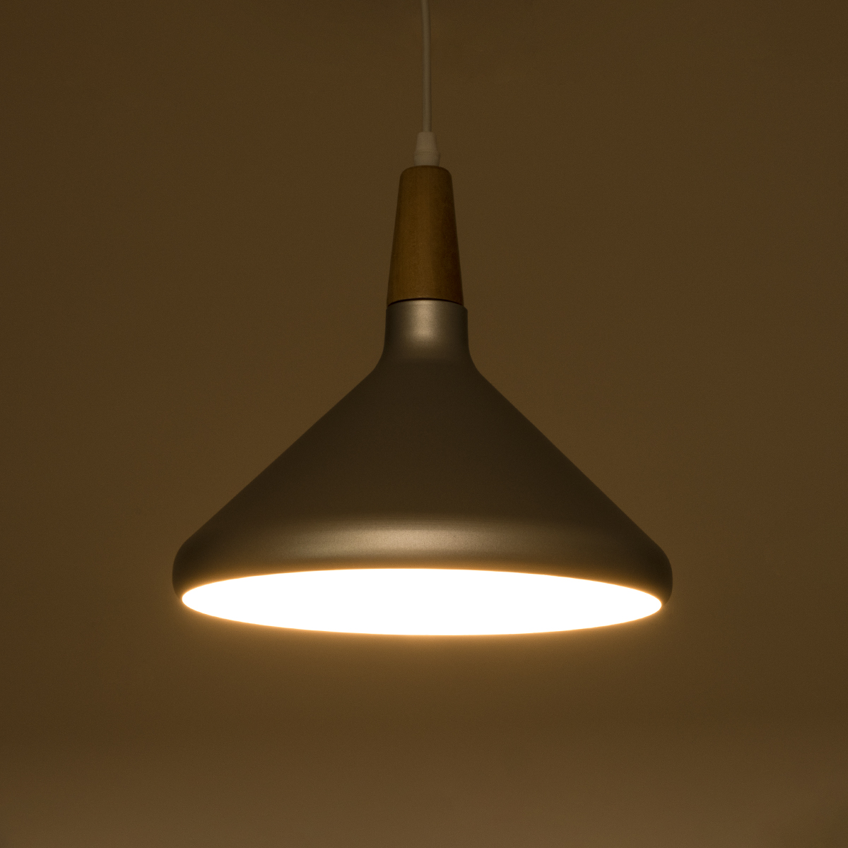 LEDTM® FELICITA 01277 Μοντέρνο Κρεμαστό Φωτιστικό Οροφής με Ντουί 1 x E27 AC 220-240V IP20 - Ασημί & Μπεζ - Μ30 x Π30 x Υ25cm - Image 3