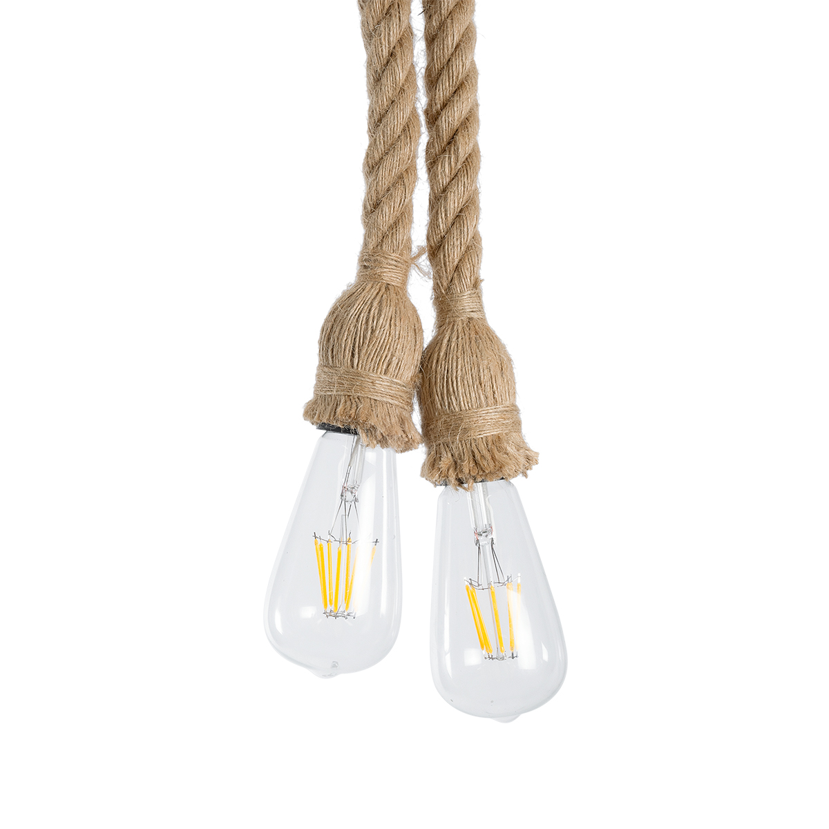 LEDTM® ROPE 01279 Boho Κρεμαστό Φωτιστικό Οροφής με Ντουί 2 x E27 AC 220-240V IP20 - Μπεζ - Μ30 x Π3.5 x Υ100cm - Image 2