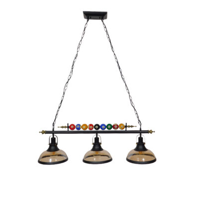 Alternative view of LEDTM® BILLIARD SERIES 01280 Vintage Κρεμαστό Φωτιστικό Οροφής με Ντουί 3 x E27 AC 220-240V IP20 - Μαύρο & Μελί - Μ96 x Π25 x Υ30cm