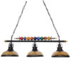 LEDTM® BILLIARD SERIES 01280 Vintage Κρεμαστό Φωτιστικό Οροφής με Ντουί 3 x E27 AC 220-240V IP20 - Μαύρο & Μελί - Μ96 x Π25 x Υ30cm - Image 3