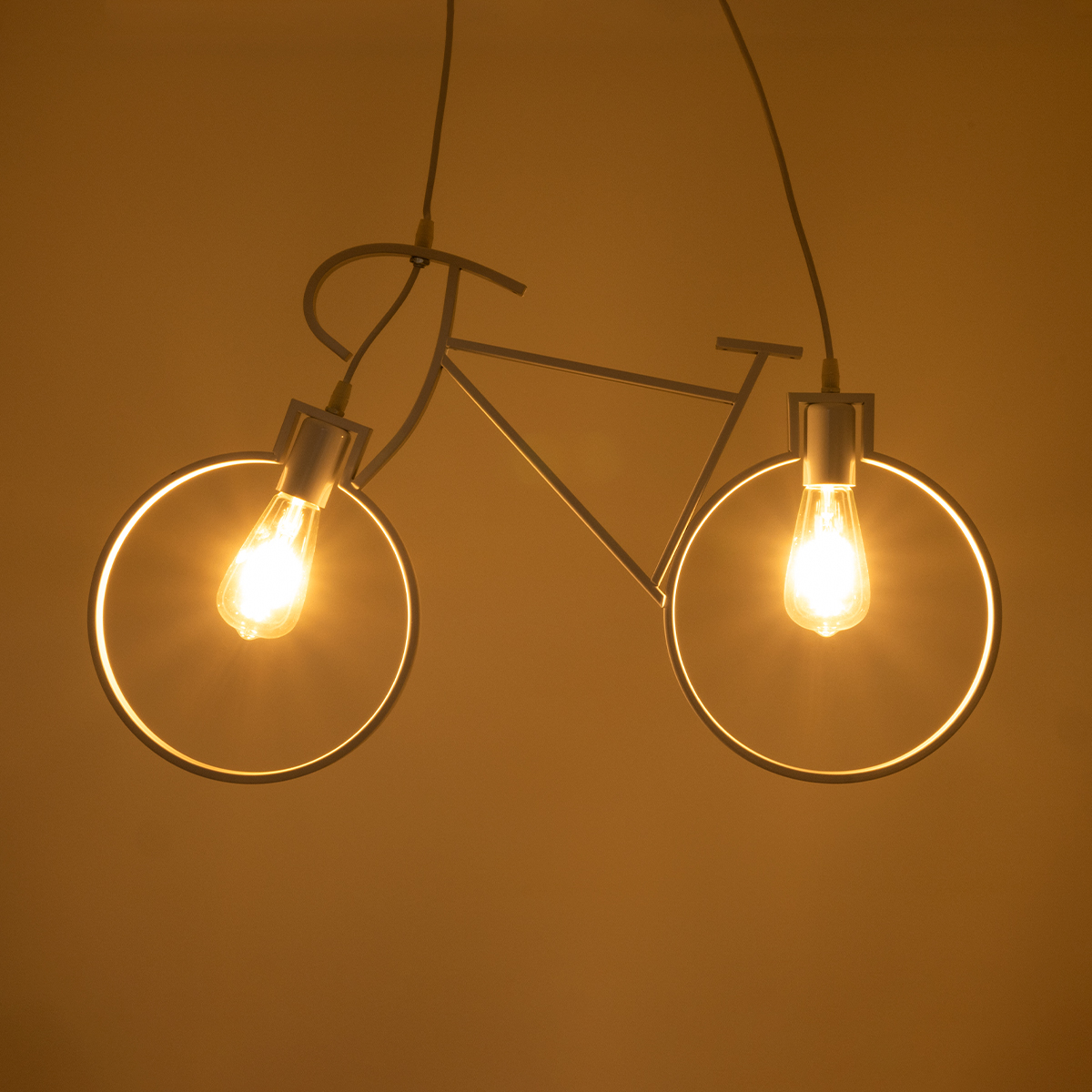 LEDTM® BIKE 01300 Vintage Κρεμαστό Φωτιστικό Οροφής με Ντουί 2 x E27 AC 220-240V IP20 - Λευκό - Μ67 x Π3.5 x Υ41cm - Image 3
