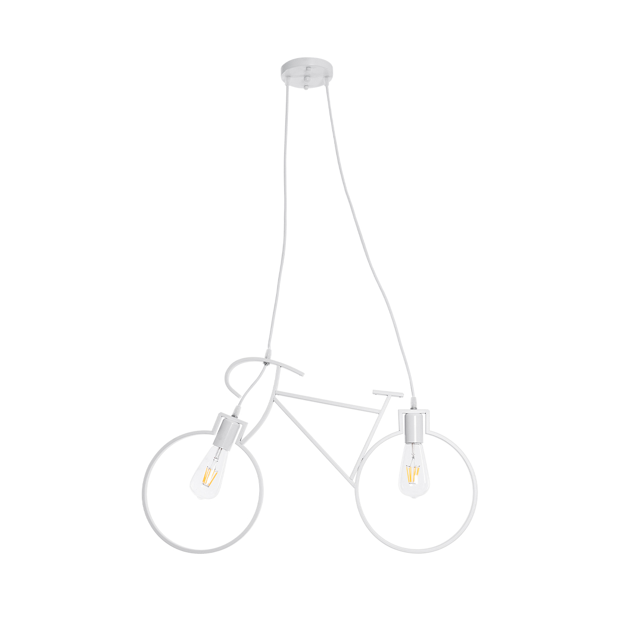 LEDTM® BIKE 01300 Vintage Κρεμαστό Φωτιστικό Οροφής με Ντουί 2 x E27 AC 220-240V IP20 - Λευκό - Μ67 x Π3.5 x Υ41cm - Image 4