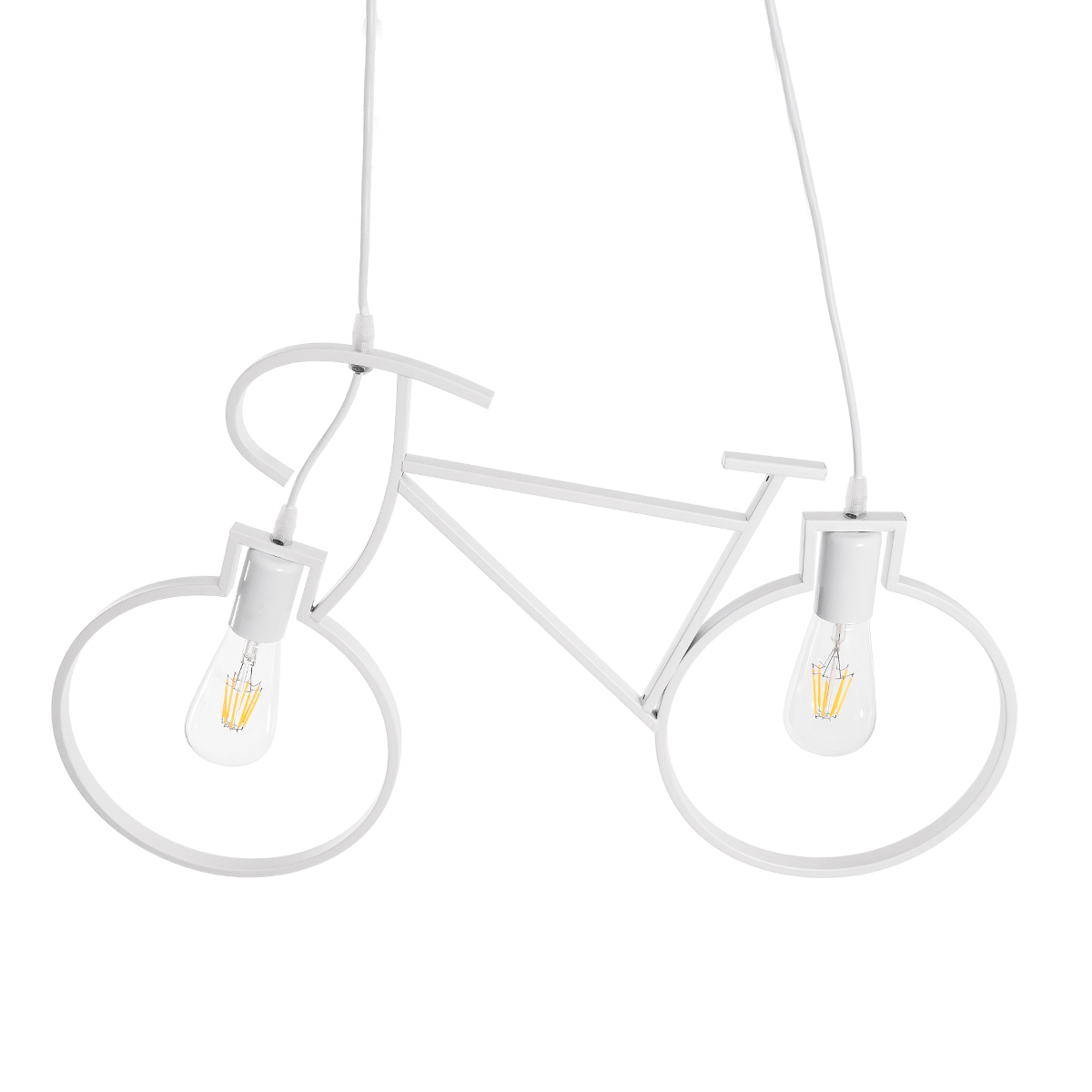 LEDTM® BIKE 01300 Vintage Κρεμαστό Φωτιστικό Οροφής με Ντουί 2 x E27 AC 220-240V IP20 - Λευκό - Μ67 x Π3.5 x Υ41cm - Image 6