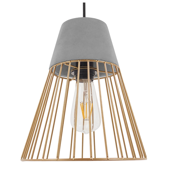 LEDTM® DURANT 01323 Μοντέρνο Κρεμαστό Φωτιστικό Οροφής με Ντουί 1 x E27 AC 220-240V IP20 - Γκρι & Χρυσό - Μ25 x Π25 x Υ31cm - Image 3