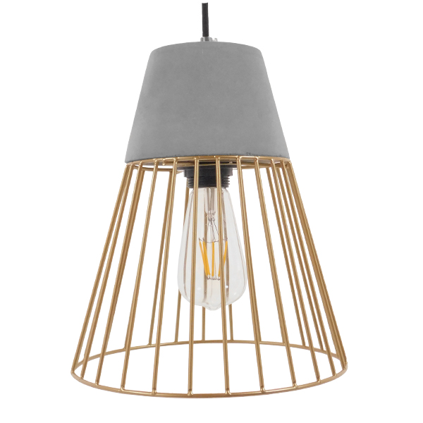 LEDTM® DURANT 01323 Μοντέρνο Κρεμαστό Φωτιστικό Οροφής με Ντουί 1 x E27 AC 220-240V IP20 - Γκρι & Χρυσό - Μ25 x Π25 x Υ31cm - Image 6