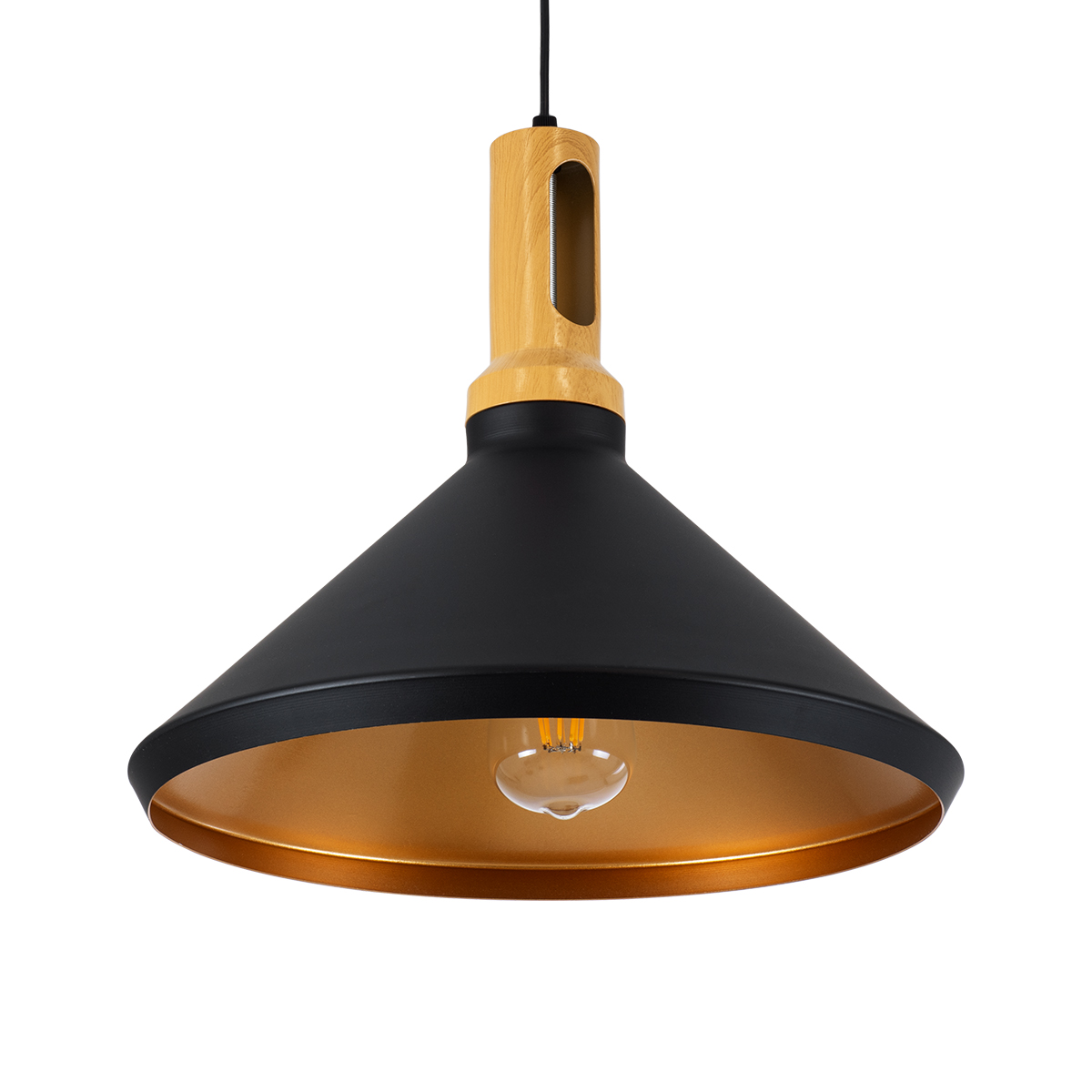 LEDTM® CALYPSO 01334-A Μοντέρνο Κρεμαστό Φωτιστικό Οροφής με Ντουί 1 x E27 AC 220-240V IP20 - Μαύρο & Μπρούτζινο - Μ36 x Π36 x Υ30cm - Image 6