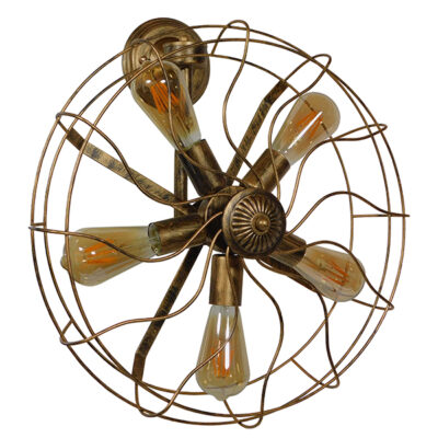 Alternative view of LEDTM® FAN 01381 Vintage Φωτιστικό Τοίχου - Απλίκα με Ντουί 5 x E27 AC 220-240V IP20 - Μπρούτζινο - Μ46 x Π22 x Υ46cm