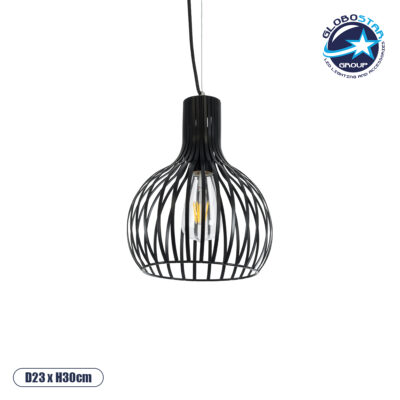 LEDTM® SCANDI 01386 Vintage Κρεμαστό Φωτιστικό Οροφής με Ντουί 1 x E27 AC 220-240V IP20 - Μαύρο - Μ23 x Π23 x Υ30cm