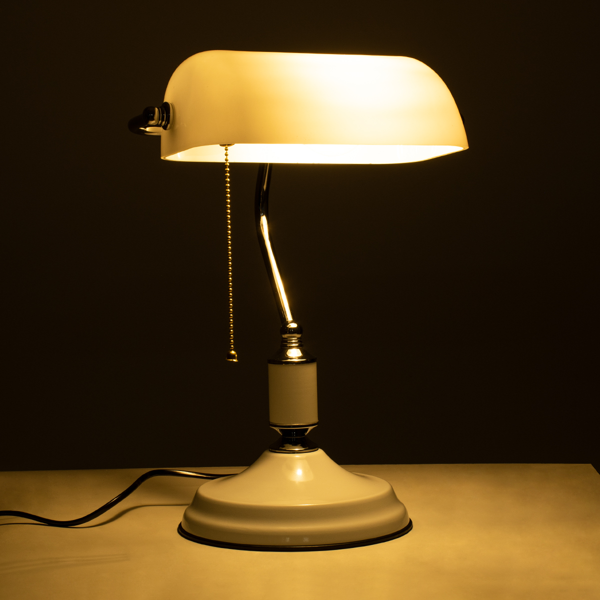 LEDTM® LIBRARY 01390 Vintage Επιτραπέζιο Φωτιστικό Πορτατίφ με Ντουί 1 x E27 AC 220-240V IP20 - Λευκό & Ασημί - Μ26.5 x Π19 x Υ38cm - Image 3