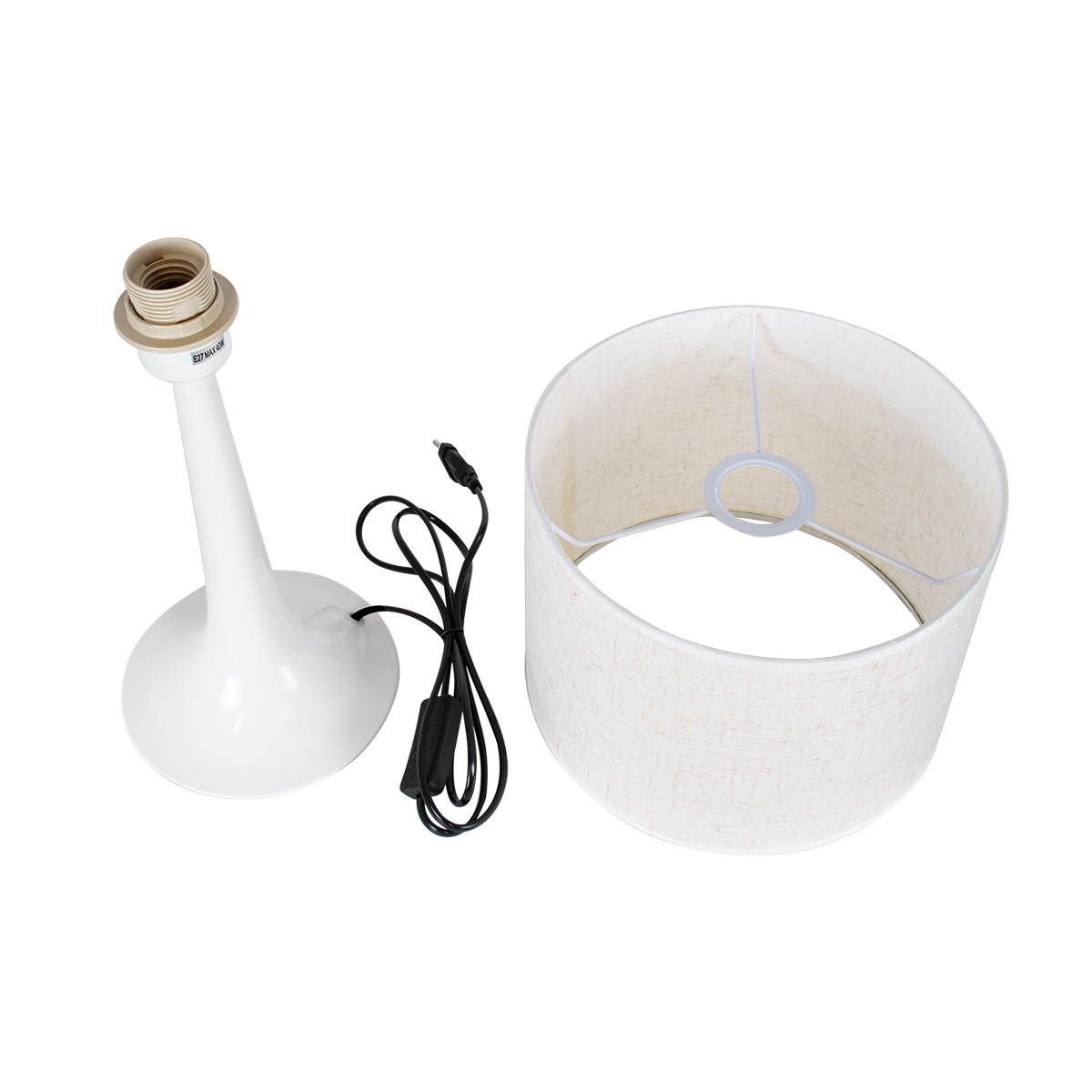 LEDTM® AMBROSIA 01395 Μοντέρνο Επιτραπέζιο Φωτιστικό Πορτατίφ με Ντουί 1 x E27 AC 220-240V IP20 - Λευκό με Μπέζ- Μ25 x Π25 x Υ46cm - Image 10