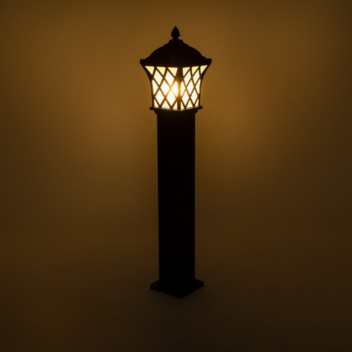 LEDTM® SHELTER 01400 Vintage Φωτιστικό Κολωνάκι Κήπου Μονόφωτο 1 x E27 Καφέ Μεταλλικό Πλέγμα L19 x W19 x H100cm - Image 3