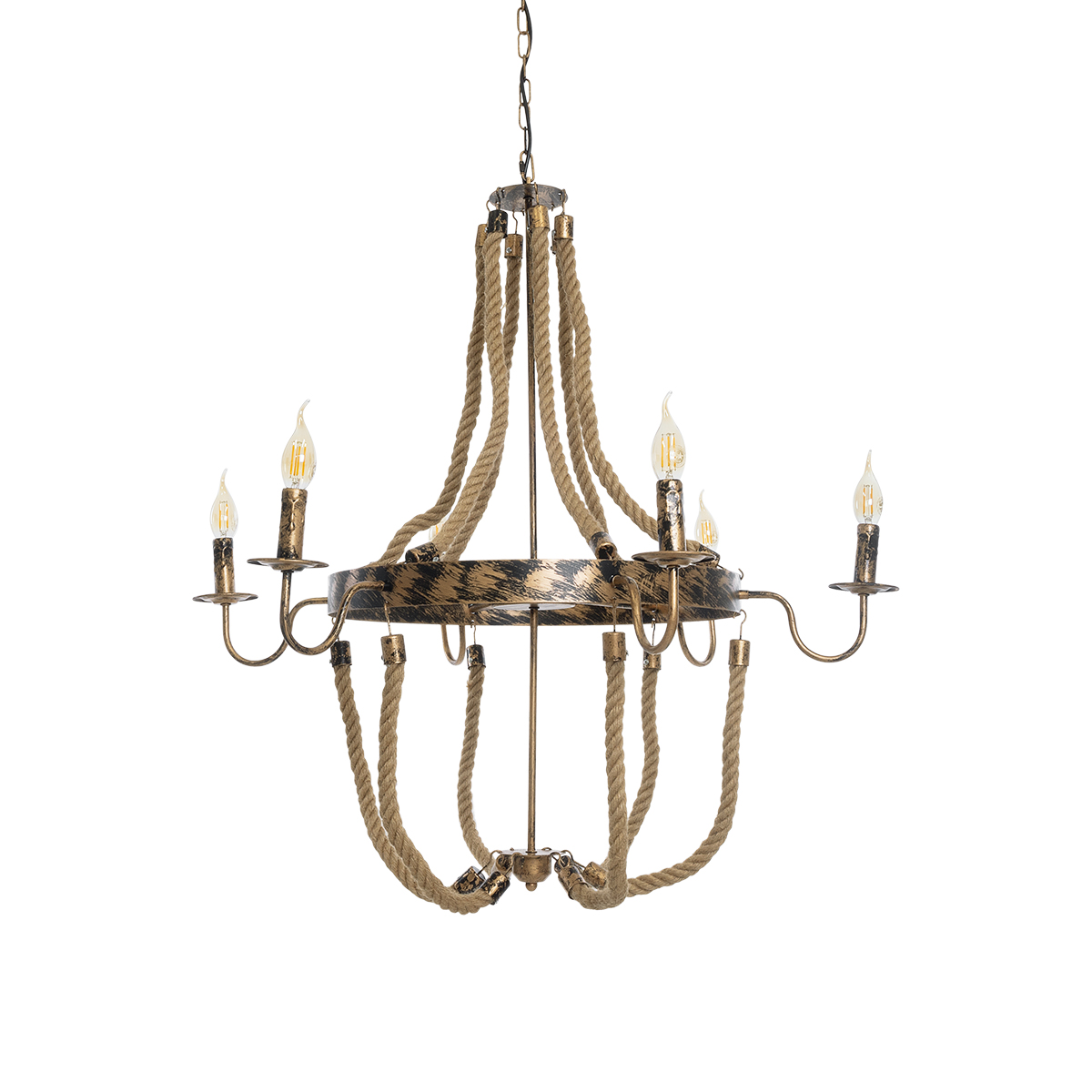 LEDTM® VICTORIAN 01404 Vintage Κρεμαστό Φωτιστικό Οροφής με Ντουί 6 x E14 AC 220-240V IP20 - Χάλκινο Εφέ Σκουριάς & Μπεζ - Μ85 x Π85 x Υ85cm - Image 2