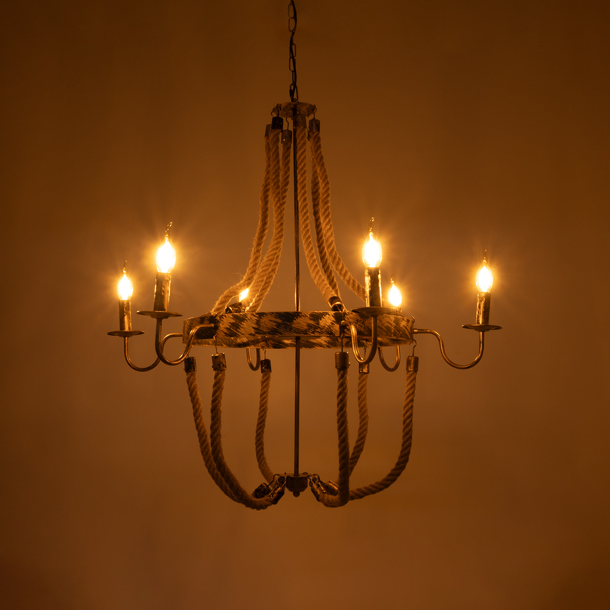 LEDTM® VICTORIAN 01404 Vintage Κρεμαστό Φωτιστικό Οροφής με Ντουί 6 x E14 AC 220-240V IP20 - Χάλκινο Εφέ Σκουριάς & Μπεζ - Μ85 x Π85 x Υ85cm - Image 3