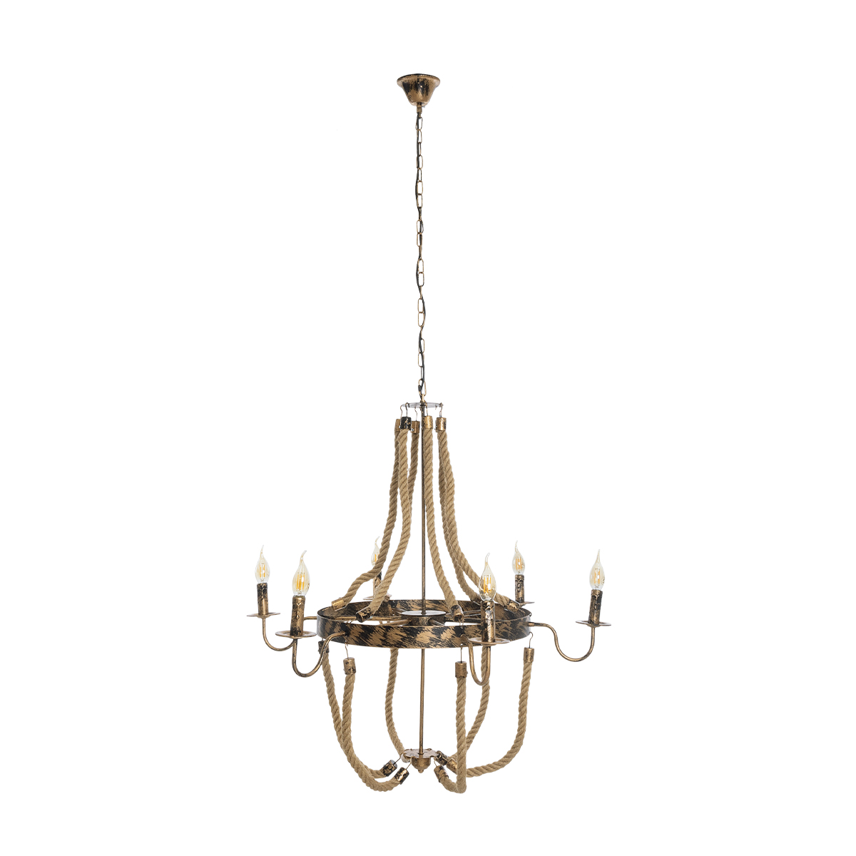 LEDTM® VICTORIAN 01404 Vintage Κρεμαστό Φωτιστικό Οροφής με Ντουί 6 x E14 AC 220-240V IP20 - Χάλκινο Εφέ Σκουριάς & Μπεζ - Μ85 x Π85 x Υ85cm - Image 4