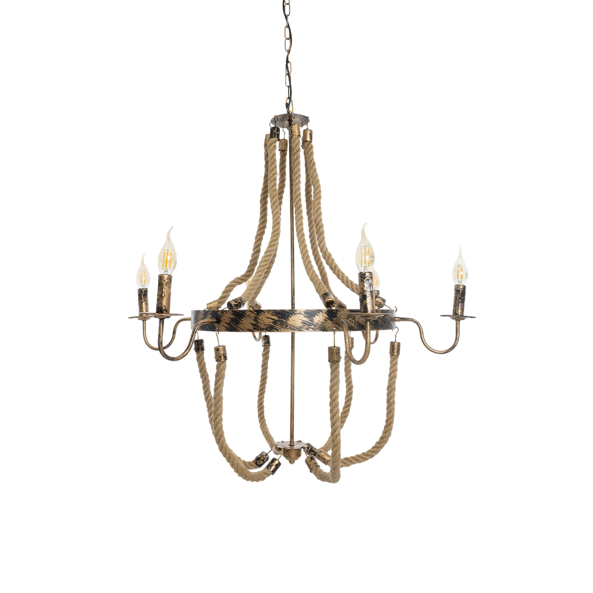 LEDTM® VICTORIAN 01404 Vintage Κρεμαστό Φωτιστικό Οροφής με Ντουί 6 x E14 AC 220-240V IP20 - Χάλκινο Εφέ Σκουριάς & Μπεζ - Μ85 x Π85 x Υ85cm - Image 5