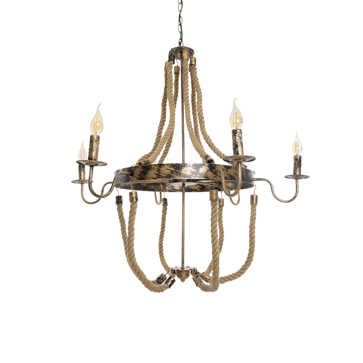LEDTM® VICTORIAN 01404 Vintage Κρεμαστό Φωτιστικό Οροφής με Ντουί 6 x E14 AC 220-240V IP20 - Χάλκινο Εφέ Σκουριάς & Μπεζ - Μ85 x Π85 x Υ85cm - Image 6