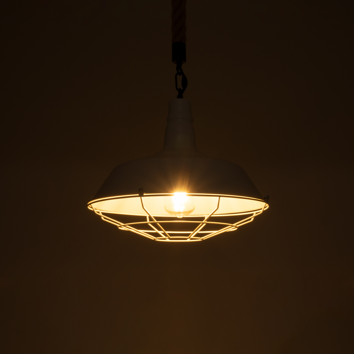 LEDTM® CRANE 01409 Vintage Κρεμαστό Φωτιστικό Οροφής με Ντουί 1 x E27 AC 220-240V IP20 - Λευκό & Μπεζ - Μ36 x Π36 x Υ31cm - Image 3