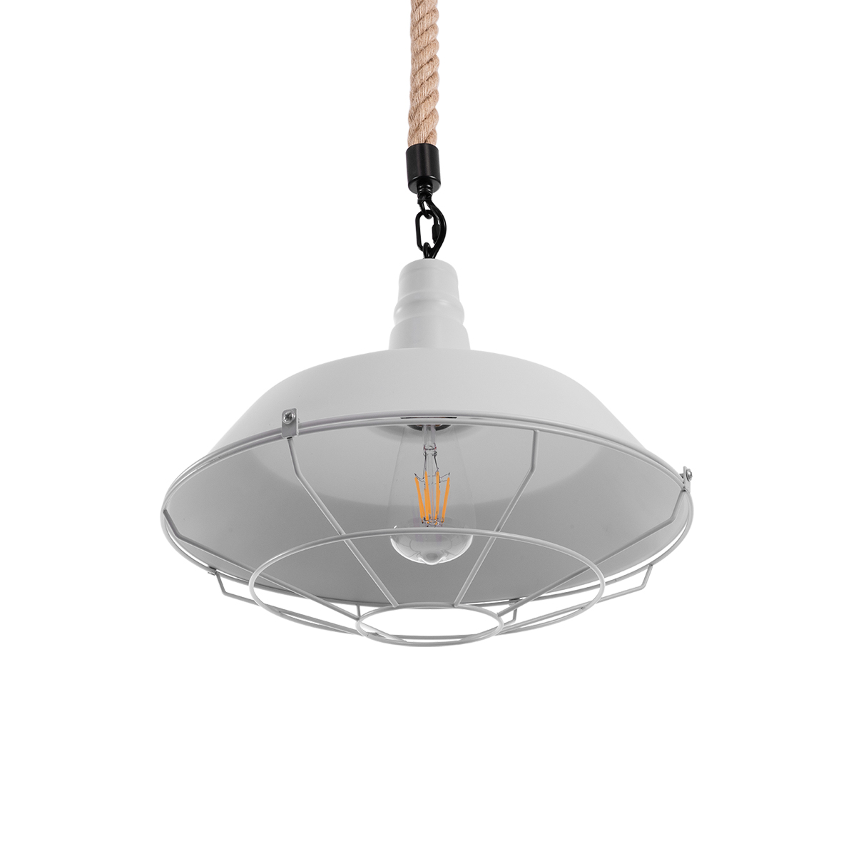 LEDTM® CRANE 01409 Vintage Κρεμαστό Φωτιστικό Οροφής με Ντουί 1 x E27 AC 220-240V IP20 - Λευκό & Μπεζ - Μ36 x Π36 x Υ31cm - Image 6