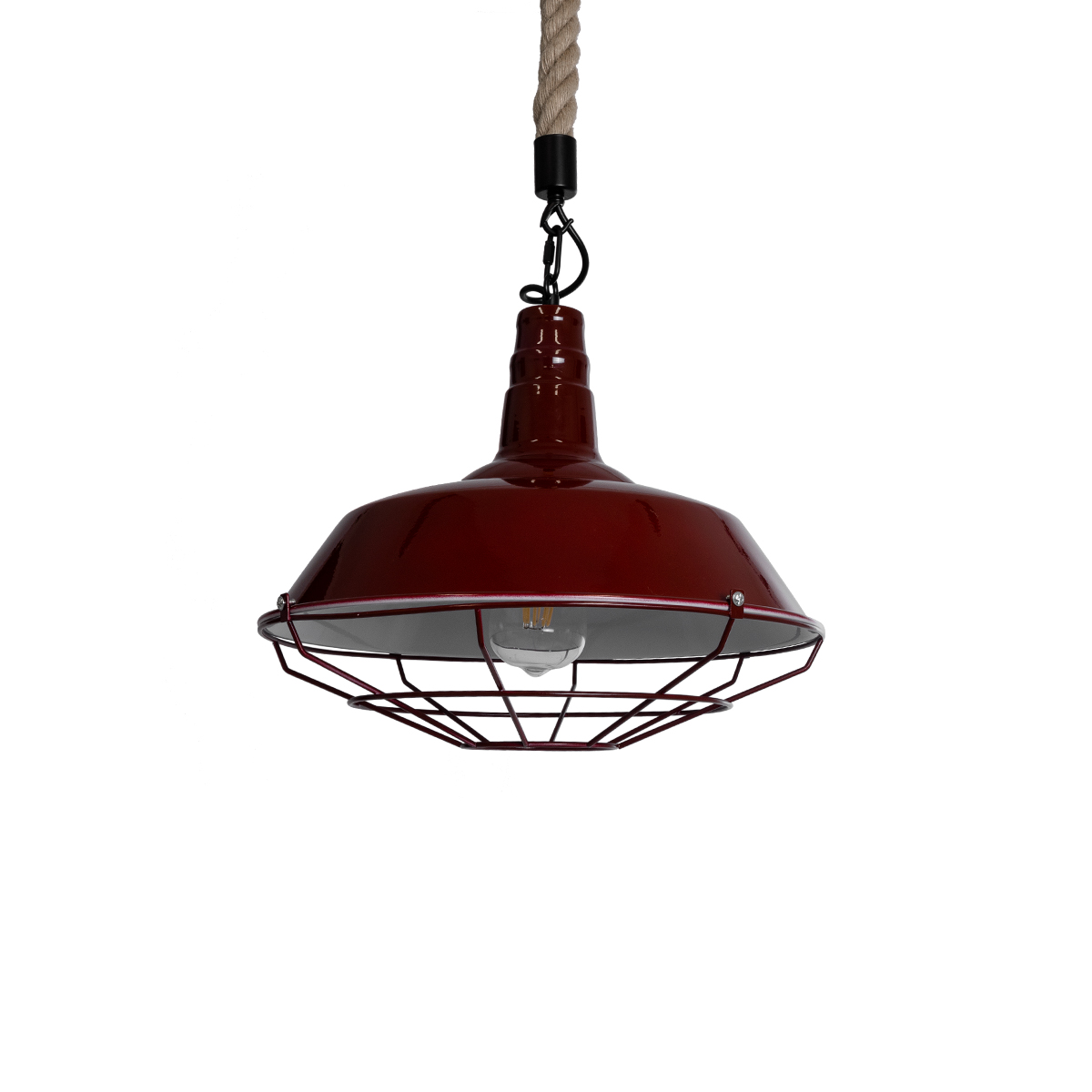 LEDTM® CRANE 01410 Vintage Κρεμαστό Φωτιστικό Οροφής με Ντουί 1 x E27 AC 220-240V IP20 - Κόκκινο & Μπεζ - Μ36 x Π36 x Υ31cm - Image 2