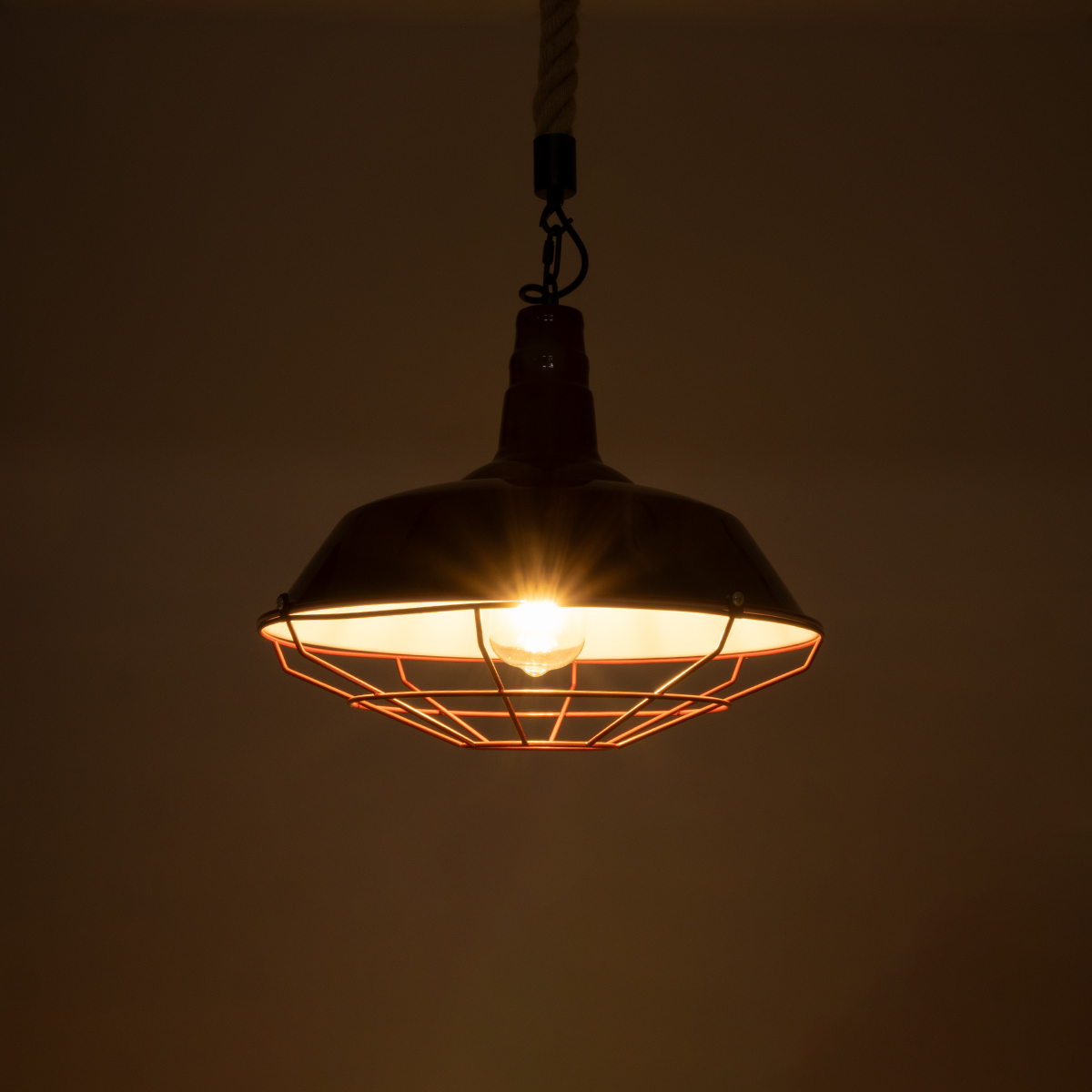 LEDTM® CRANE 01410 Vintage Κρεμαστό Φωτιστικό Οροφής με Ντουί 1 x E27 AC 220-240V IP20 - Κόκκινο & Μπεζ - Μ36 x Π36 x Υ31cm - Image 3