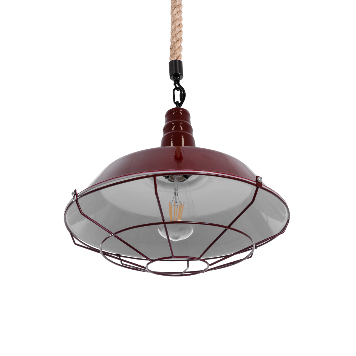 LEDTM® CRANE 01410 Vintage Κρεμαστό Φωτιστικό Οροφής με Ντουί 1 x E27 AC 220-240V IP20 - Κόκκινο & Μπεζ - Μ36 x Π36 x Υ31cm - Image 6