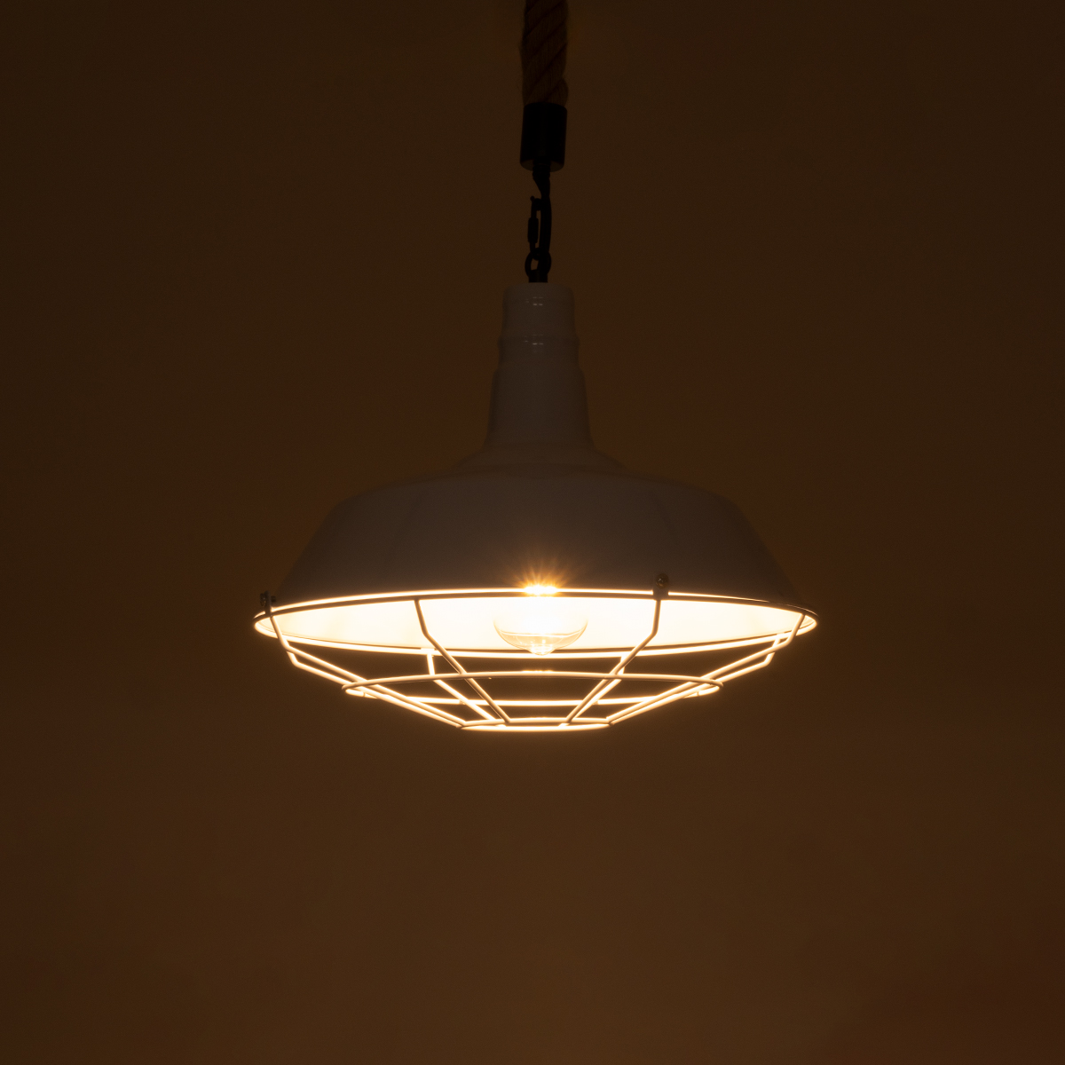 LEDTM® PUPPET 01412 Vintage Κρεμαστό Φωτιστικό Οροφής με Ντουί 1 x E27 AC 220-240V IP20 - Λευκό & Μπεζ - Μ36 x Π36 x Y31cm - Image 3